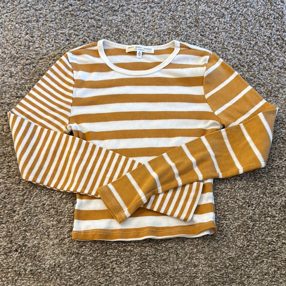Truly Madly Deeply Yellow and White Long Sleeve Tee